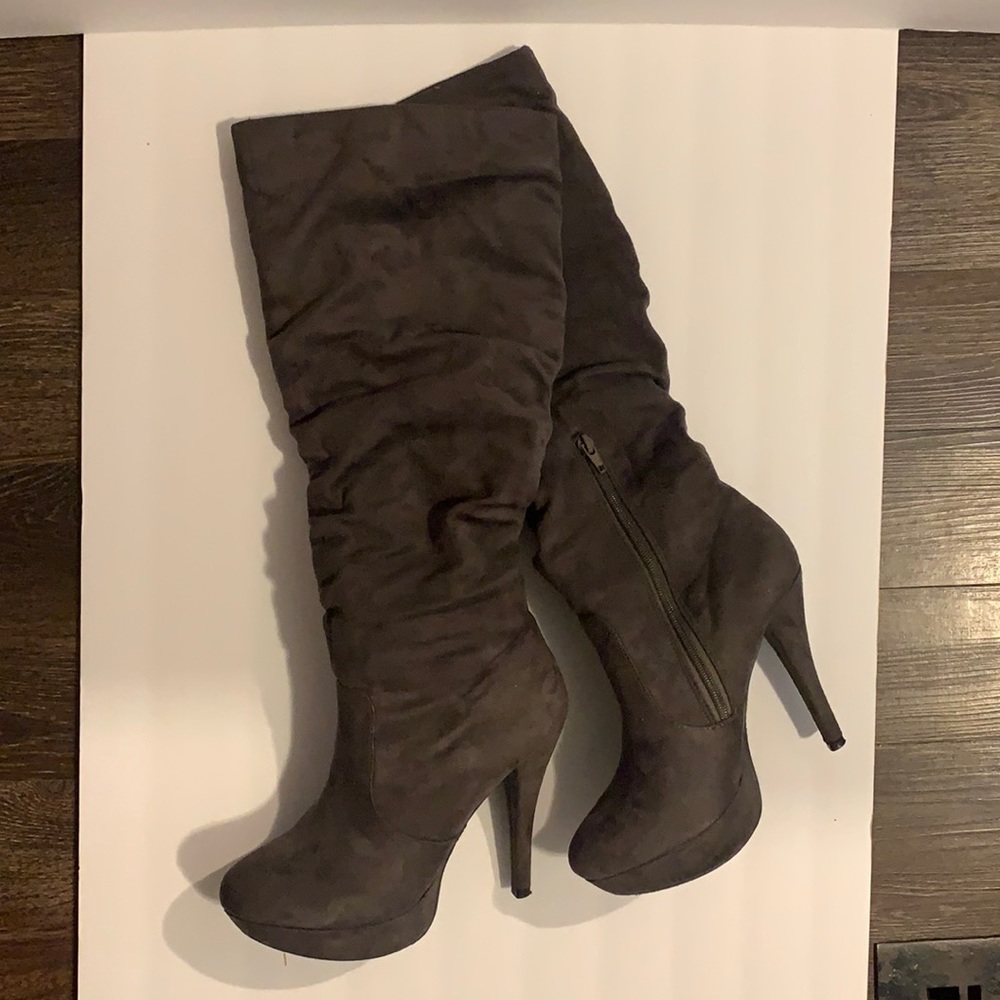 Dark Grey Suede Boots